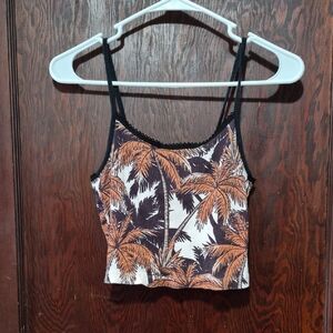 Topshop Tropical Black and Orange Camisole